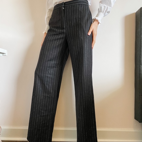H&M Pants - Pinstripe Wide Leg Wool Studio Dress Pants | 6